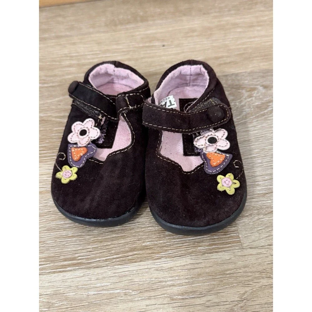 Vintage Y2K Oshkosh Girls May Jane Shoes Brown Floral Size 3 Walker Shoe